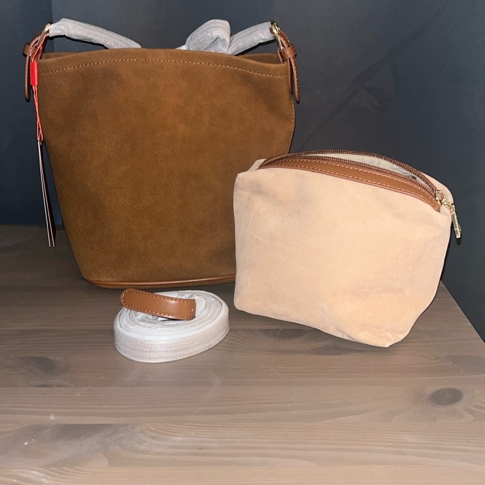 Brown and Tan bucket bag set